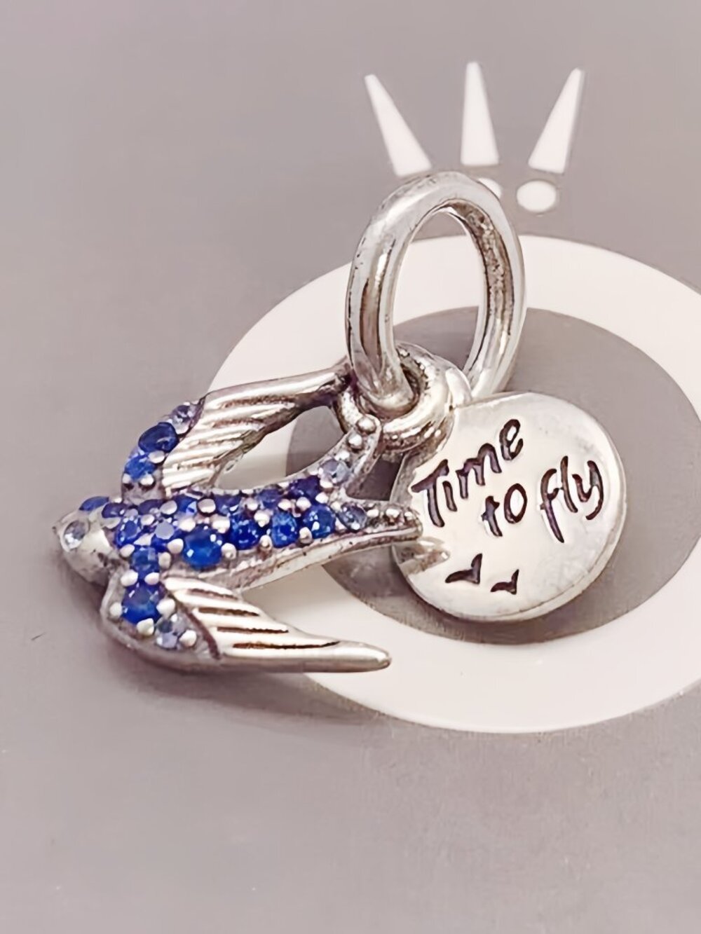 Pandora Sparkling Swallow & Quote Double Dangle Charm